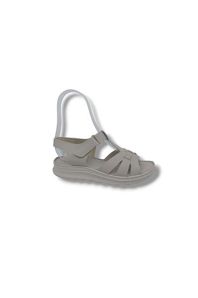 Zerhan 1150 Women's Cream Velcro Soft Sole Comfort Sandals Shoes