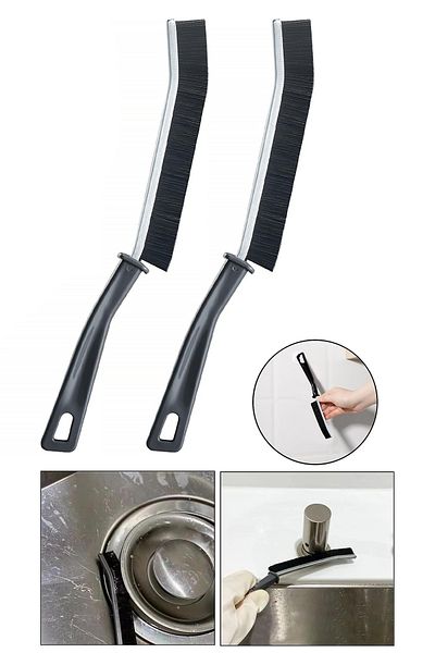 Soillium Multi-Purpose Joint Cleaning Brush Set of 2 Bathroom Sink Kitchen Bathtub Detail Cleaner Brush