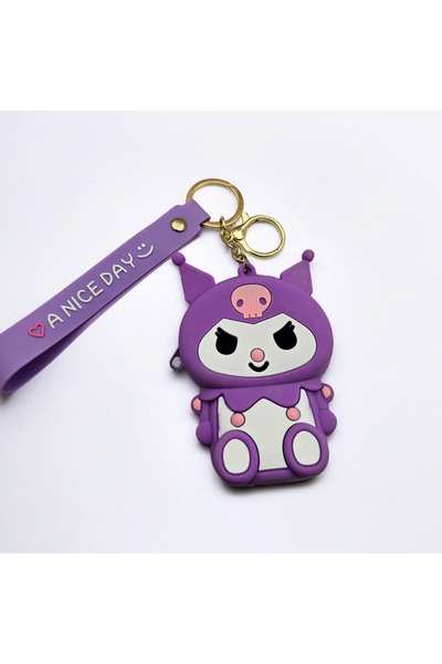 Meyra Accessories Πορτοφόλι Mini Distortion Kuromi Πολύχρωμο πορτοφόλι με φερμουάρ σιλικόνης