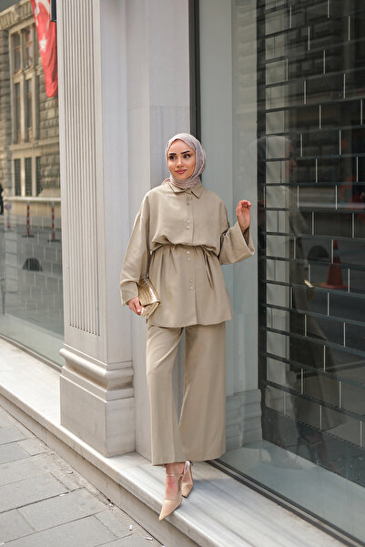 LOCCO Women's Double Button Detailed Suit Beige