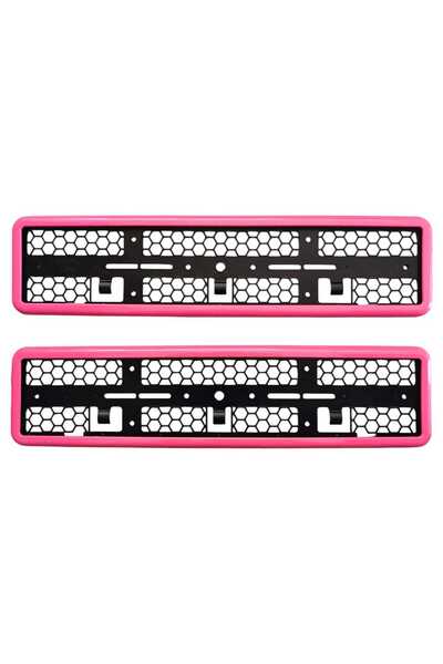 Oto Aksesuarcım Çerçeveli Plakalık Plaka Altlığı Pembe 2'li