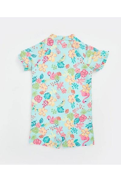 LC Waikiki LCW baby Judge Collar Short Sleeve Printed Baby Girl Swimsuit