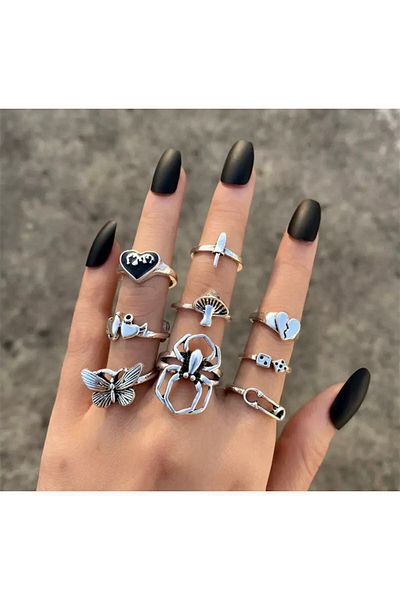 Girift Vintage Multiple 9 Pieces Gothic Ring Set