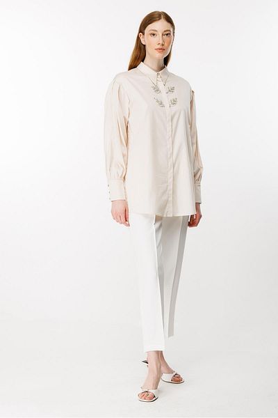 Ghisa Stone Colored Embroidered Tunic