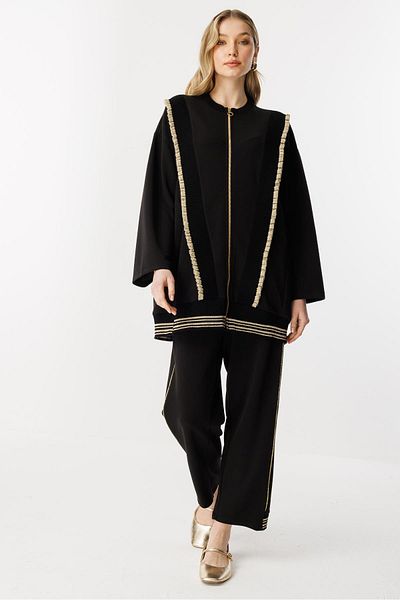 Ghisa Rib Detailed Suit Black