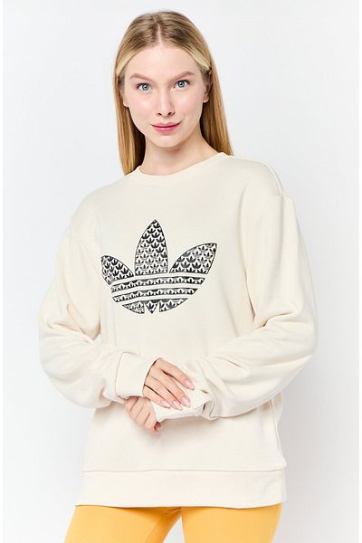 adidas Women Sportswear Fit Long Sleeves Outdoor Sweatshirt, Beige
