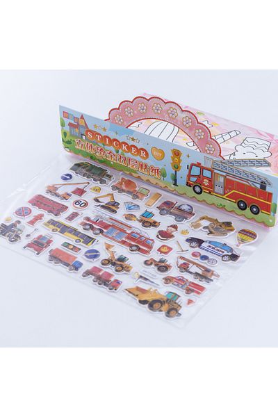 Bimotif Embossed Adhesive Sticker, Car, Fire Brigade and Other Vehicles 2 Sheets
