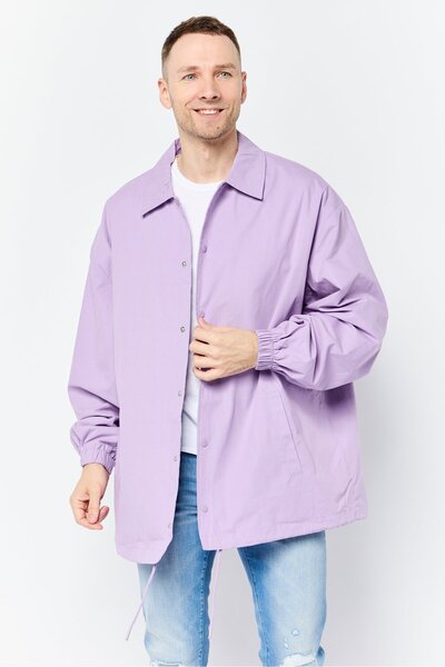 Asos Design Men Oversized Solid Parka Jacket, Lilac