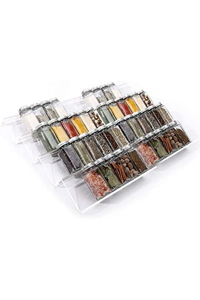 Generic Clear Acrylic 4-Tier Spice Drawer Organizer, 2-Pack Expandable Rack Tray for Kitchen Drawers