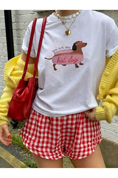 donamod Hot Dog Baskılı T-shirt