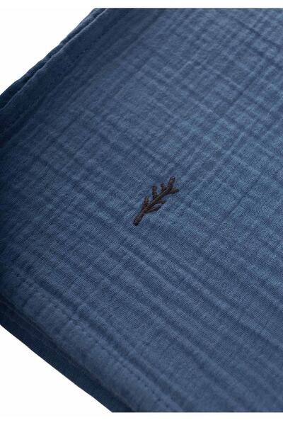 Cigit Embroidered Muslin Blanket 90X100 cm Indigo Blue