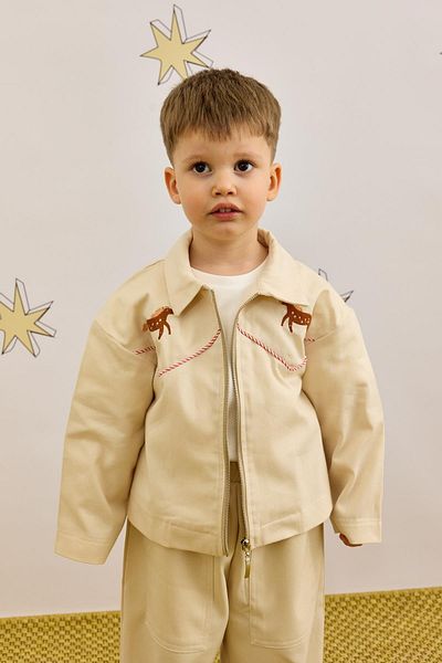 Fahhar Kids Jacket Stone with Piping Detail