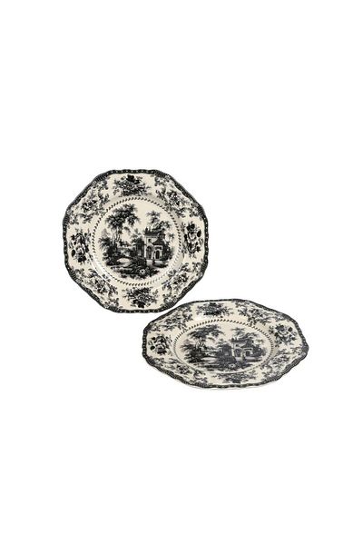 Lucky Art Florantıne Set of 6 Plates 27cm Black