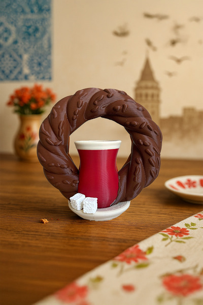 Obaco Simit, Çay ve Küp Şeker Figürlü Geleneksel Biblo, İstanbul Yöresel Mutf...