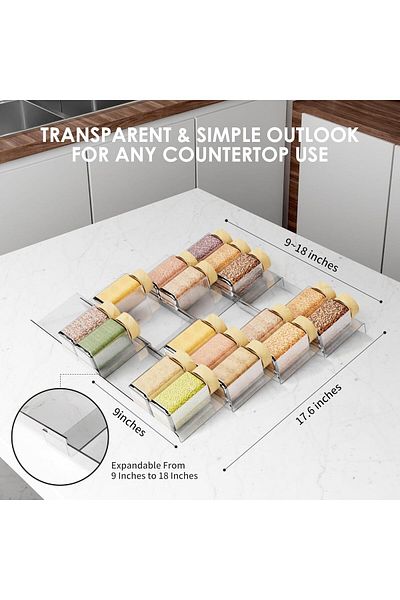 Generic 9" Clear Acrylic 4-Tier Spice Organizer for Drawer, Seasoning Rack Tray Insert for Kitchen