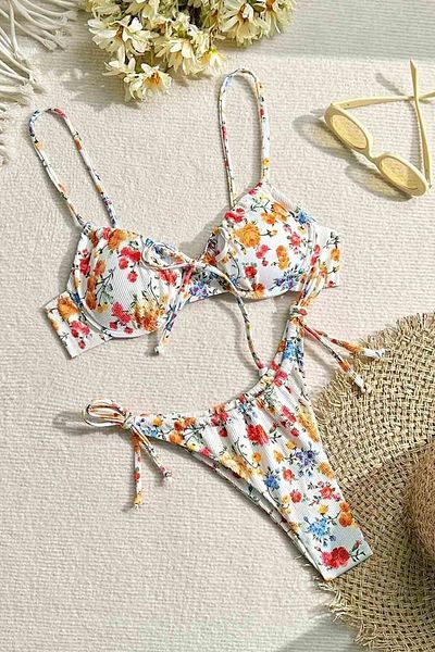 Angelsin Top de bikini cu imprimeu floral