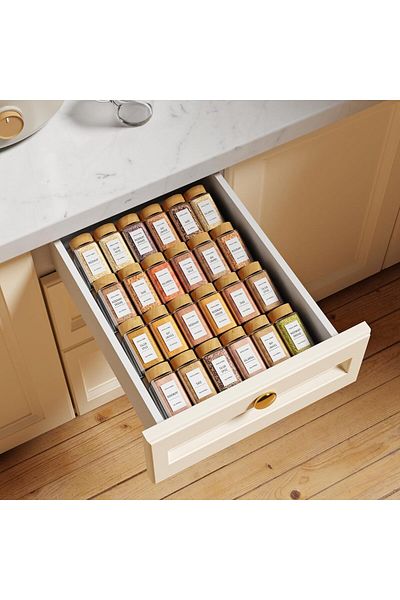 Generic 9" Clear Acrylic 4-Tier Spice Organizer for Drawer, Seasoning Rack Tray Insert for Kitchen