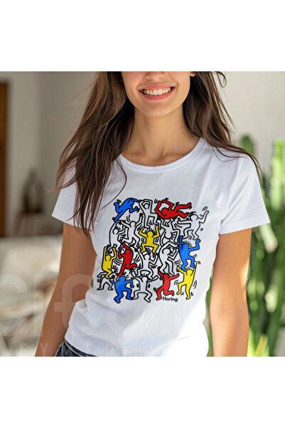 Crea Eymer Wear Haring Linear Digitalna štampa Paket Pamuk okrugla kragna Maj...