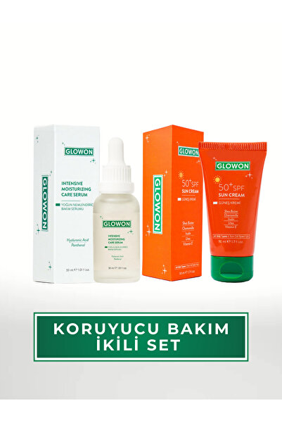GLOWON Spf 50 Güneş Kremi Ve Nemlendirici Serum 2’li Avantalı Set