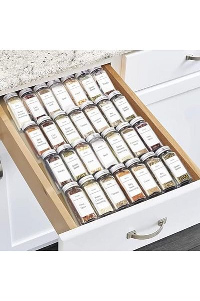 Generic 11" Clear Acrylic Spice Drawer Organizer, 4-Tier Seasoning Rack Tray for Kitchen Cabinet