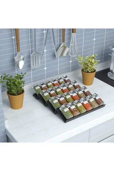 Generic Black Acrylic 4-Tier Spice Drawer Organizer Tray for Kitchen Cabinets (1 Pack)