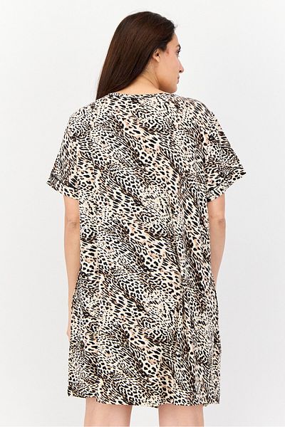 Anne Klein Women Animal Print Short Sleeve Sleepwear Dress, Multicolor