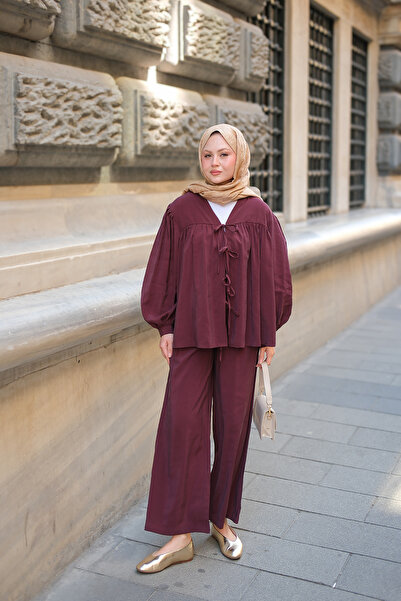 LOCCO Women's Front Tie Cupra Suit Claret Red