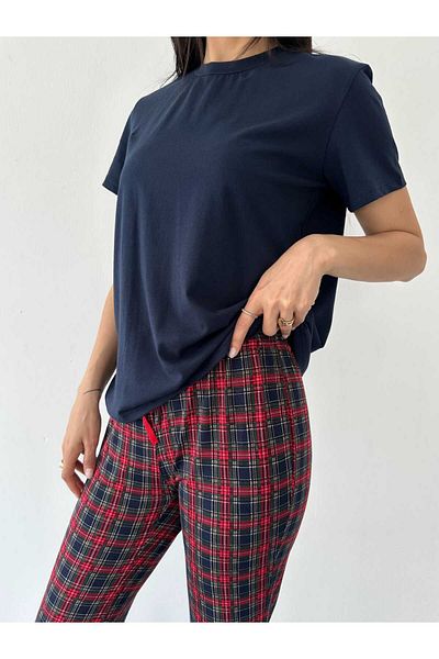 Bubble Unisex Cotton Short Sleeve Top Soft Textured Ribbon Square Bottom Pajama Set