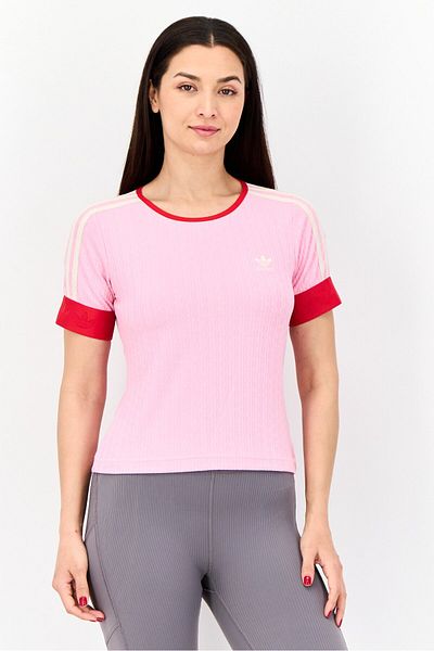 adidas Women Sportswear Fit Short Sleeve Outdoor Top, Pink