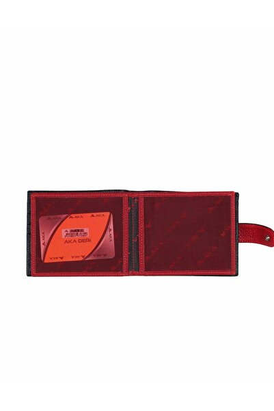 Aka Deri Leather Black Red Men's Wallet 617 -2/8