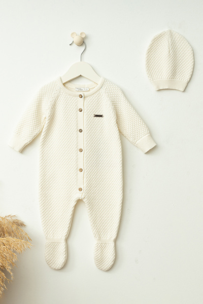 Babymio Petek Örgü Pamuk Yenidoğan Tulum