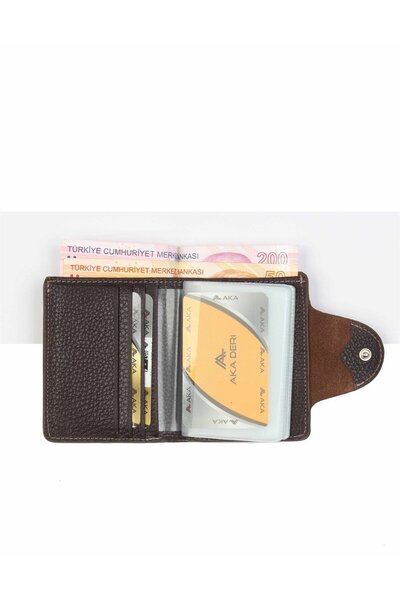Aka Deri Brown Leather Wallet - Card Holder Model 057 4