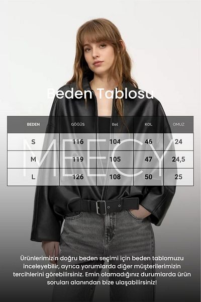 MEECY P&B Faux Oversize Bomber Lederjacke der neuen Saison