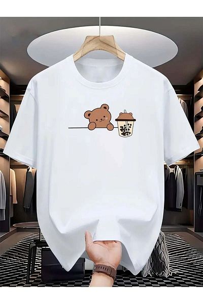 Sweetline Μπλουζάκι Bear Bubble Tea με στάμπα Oversize Single Jersey