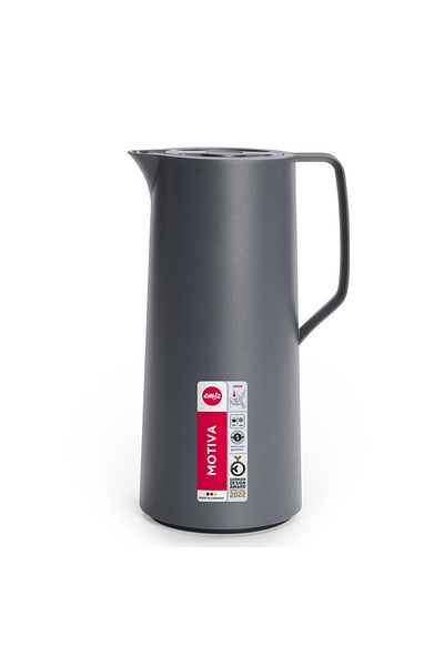 emsa German Thermos Motiva Grey with a luxurious cylindrical design, 1 liter capacity