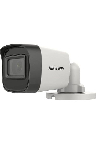Hikvision كاميرا مقاومة للعوامل الجوية بدقة 5 ميجابكسل مع ميكروفون مدمج من Hikvision DS-2CE16H0T-ITPFS باللون الأبيض