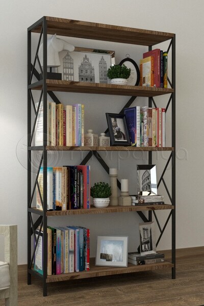 Morpanya Ural 5 Raflı Geniş Metal Kitaplık Dosya Rafı Kitap Rafı Ofis Salon Kitaplık Raf 90x180 Siyah Ceviz