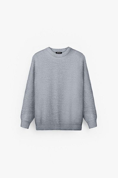 ablukaonline Unisex Oversize Textured Sweater Gray