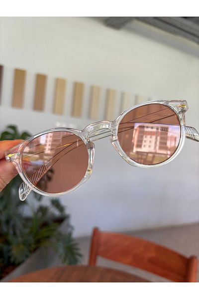 funeyes Yumy Round Unisex Sunglasses Transparent Frame Salmon Glass Trend Color