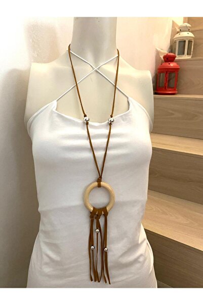 canan dizayn BOHEM BÜYÜK HALKA SÜET TARZ KOLYE TABA