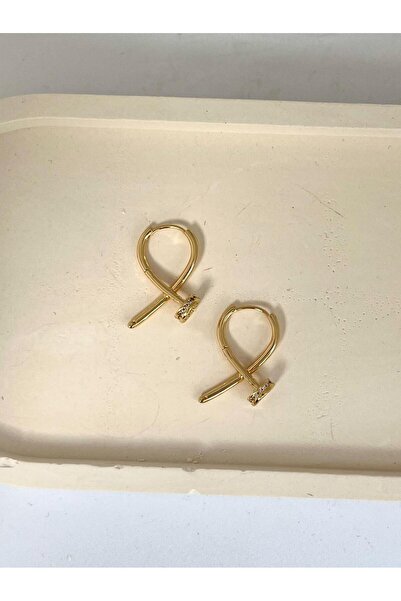 Zerys Jewelry Cross Ring Gold Earrings with Stones