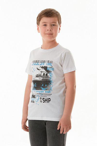Fulla Moda Μπλουζάκι για αγόρι 100% Cruise Ship Time Printed