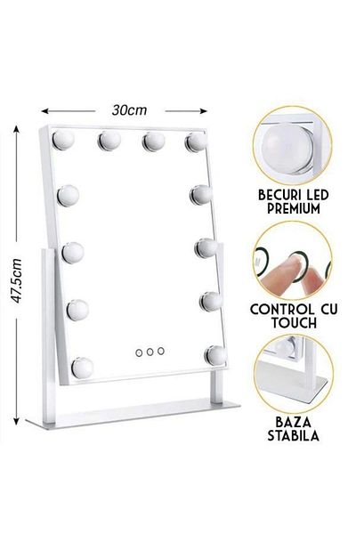 OEM Make-up mirror, Hollywood Star, professional, with 12 bulbs, 3-colour mode, 47.5 x 30 cm