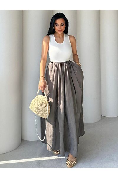 HARMONY GLOBAL Rochie lungă de vară cu tăietură largi Bolit antracit 7317
