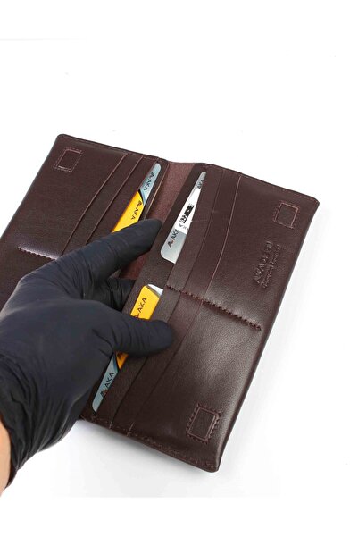 Aka Deri Leather Brown Phone Holder Hand Wallet 822 3