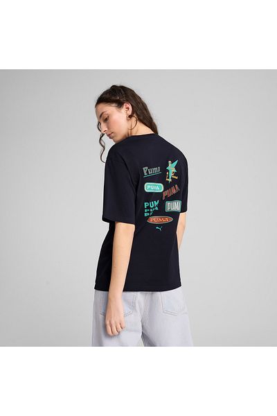 Puma تي شيرت Wardrobe Ess Graphic للسيدات باللون الأزرق الداكن