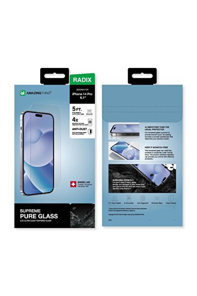 Amazingthing آيفون 14 برو 6.1 بوصة زجاج نقي 2.5D مع غلاف خارجي