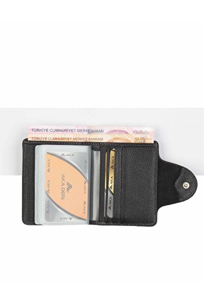 Aka Deri Black Leather Card Holder Wallet 057 2