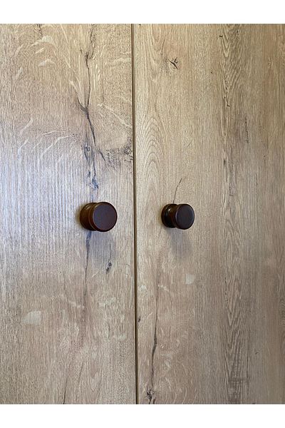 Sienta Home Decorative Natural Wood 4-Piece Button Cabinet Handle Chestnut