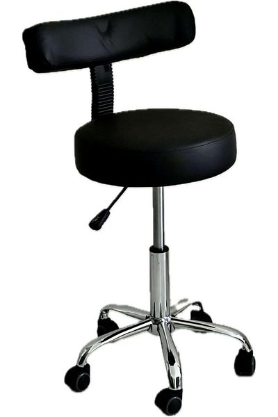 LA PERLA TECH Swivel Stool Chair Height Adjustable Saddle Stools with Wheels, Black PU Synthetic Leather